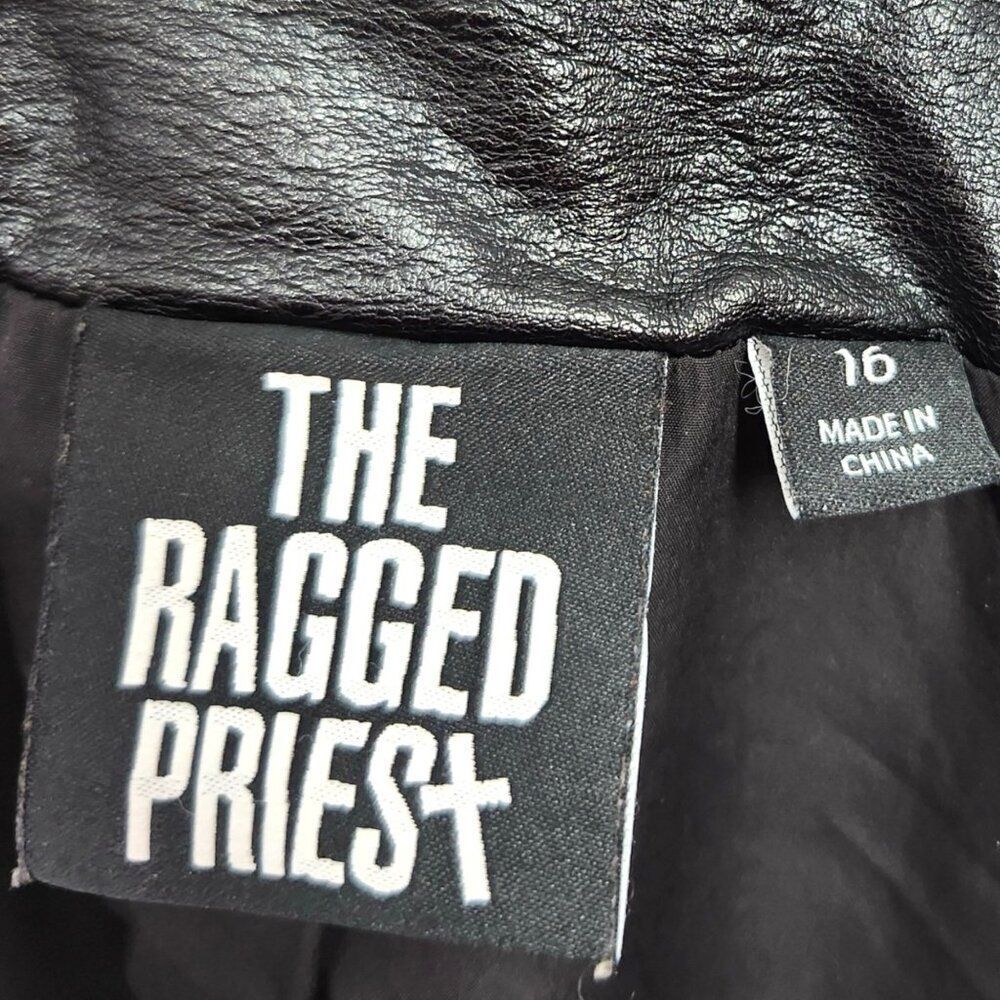 THE RAGGED PRIEST Immortal Coat 16 Silver Flames Faux Leather Trench Mall Goth - Picture 11 of 12